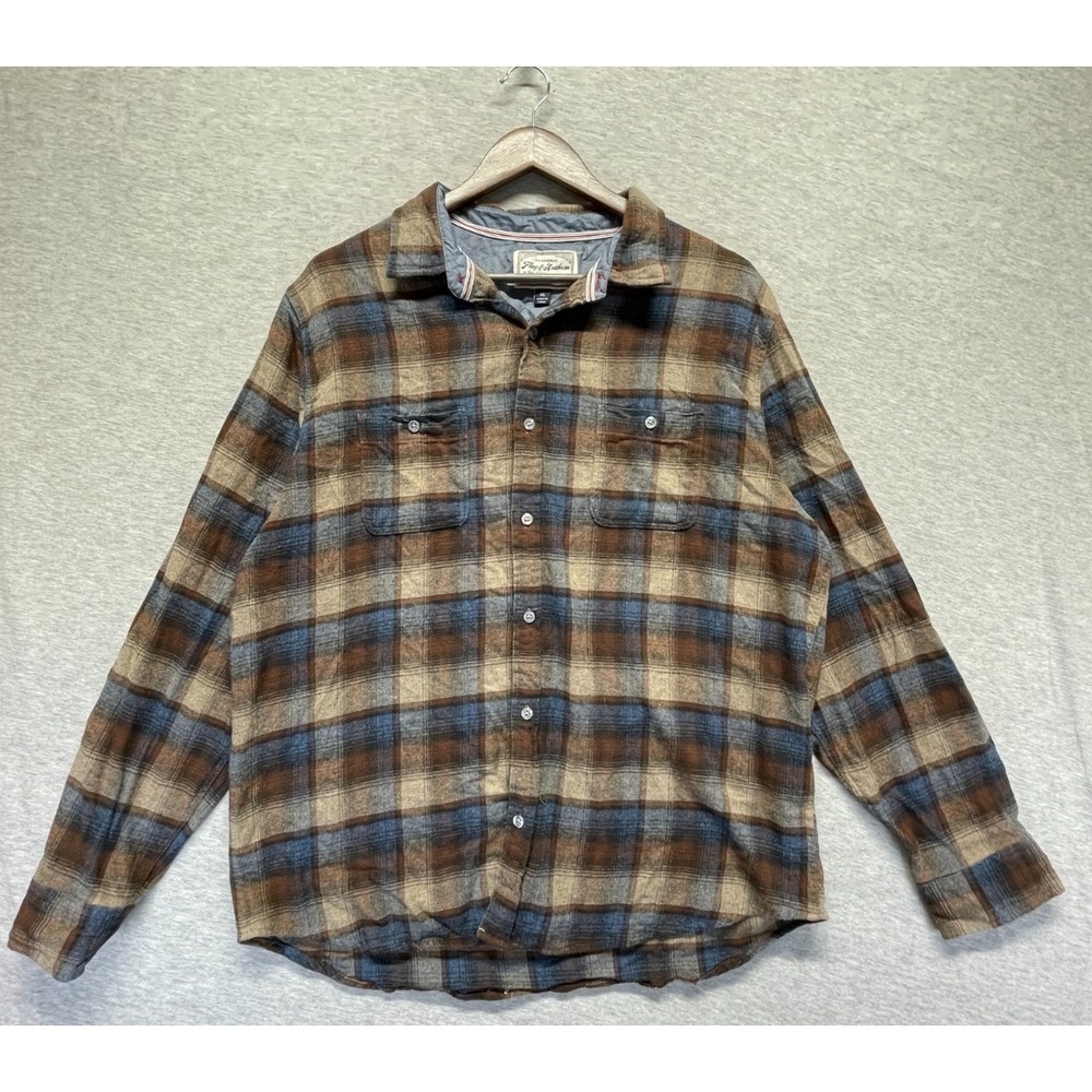 Flag & Anthem Flannel Shirt Mens XL Multicolor Plaid Cotton Collared Button Up